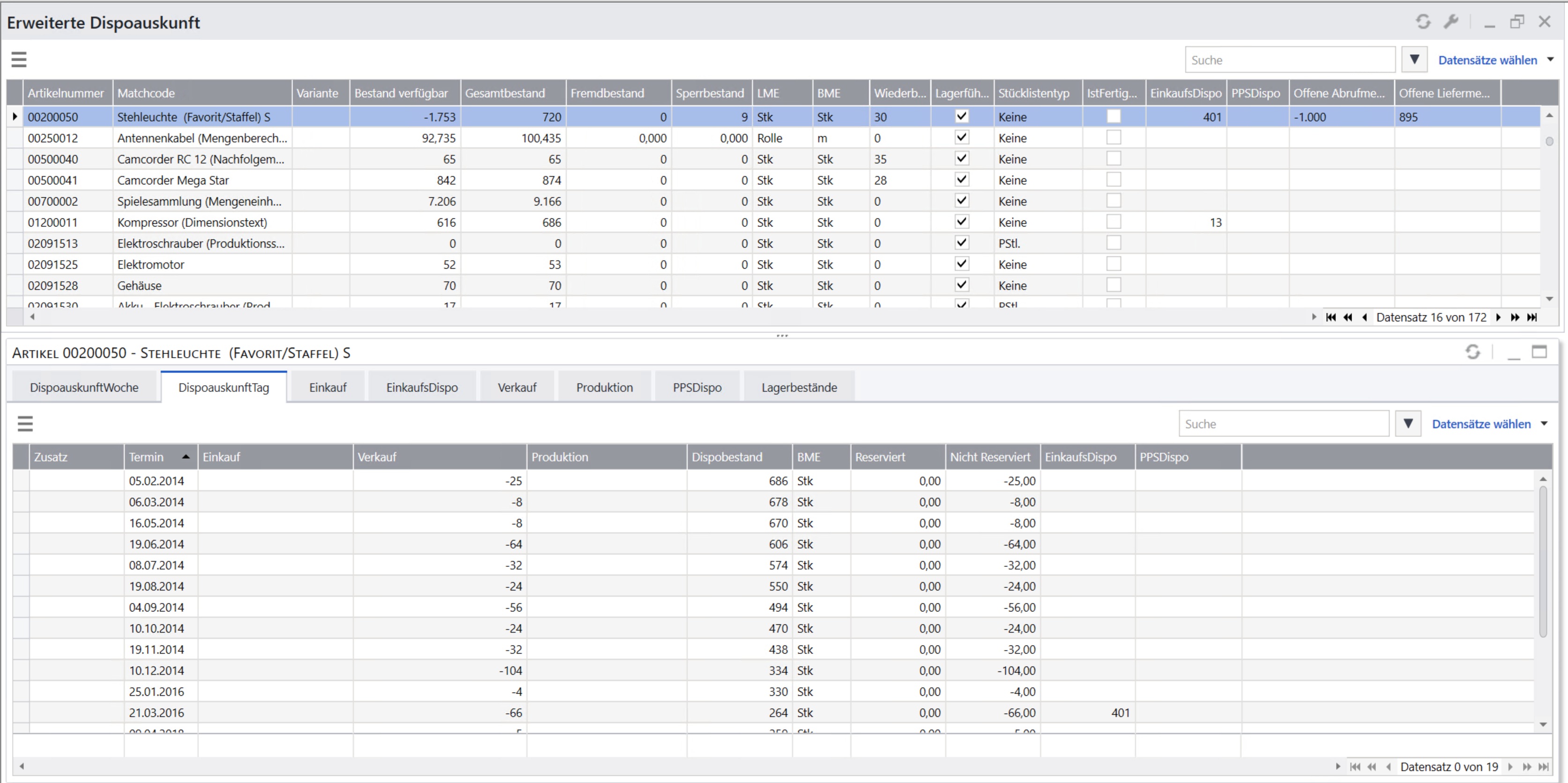 erweiterte Dispoauskunft zur Sage 100